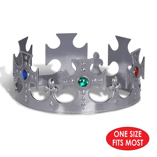 Beistle Silver Plastic Jeweled King's Crowns, 2ct.